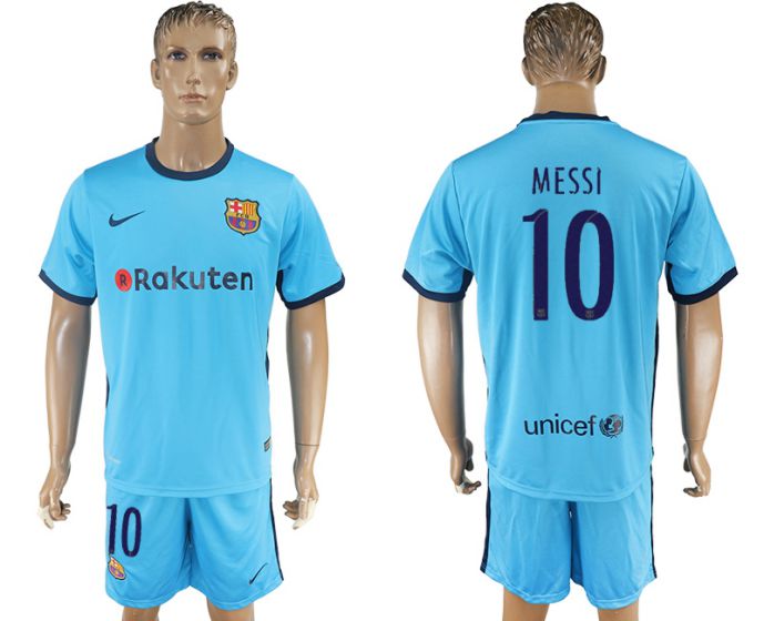 Men 2017-2018 club Barcelona away 10 blue soccer jersey